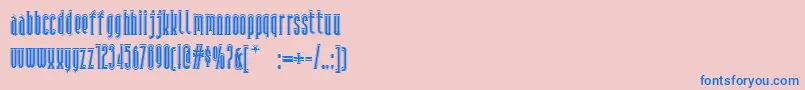 Andiron-Schriftart – Blaue Schriften auf rosa Hintergrund