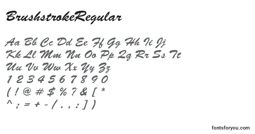BrushstrokeRegular Font – alphabet, numbers, special characters