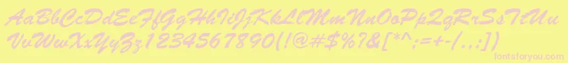 BrushstrokeRegular-Schriftart – Rosa Schriften auf gelbem Hintergrund