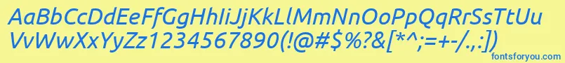 Fonte UbuntuItalic – fontes azuis em um fundo amarelo