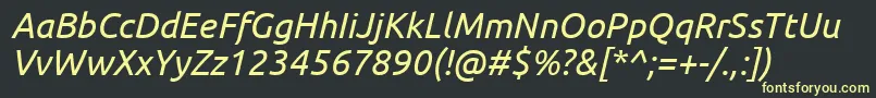 UbuntuItalic-fontti – keltaiset fontit mustalla taustalla