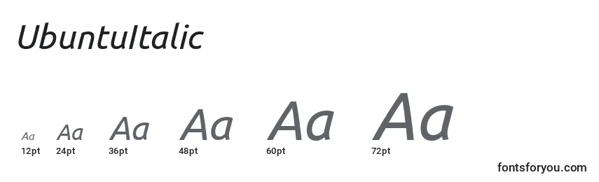 Größen der Schriftart UbuntuItalic