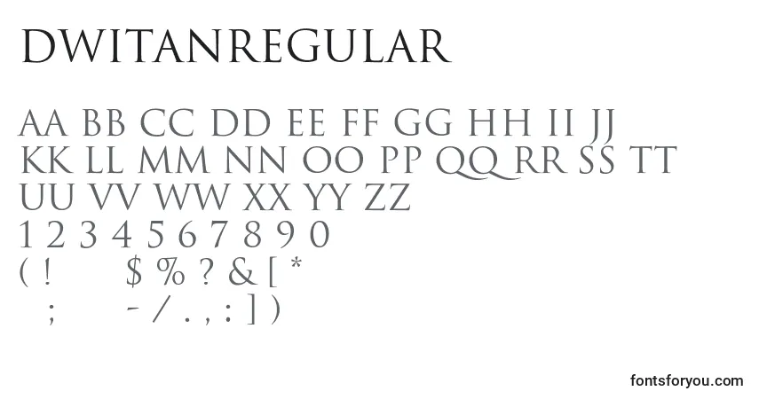 A fonte DwitanRegular – alfabeto, números, caracteres especiais