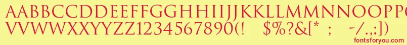 フォントDwitanRegular – 赤い文字の黄色い背景