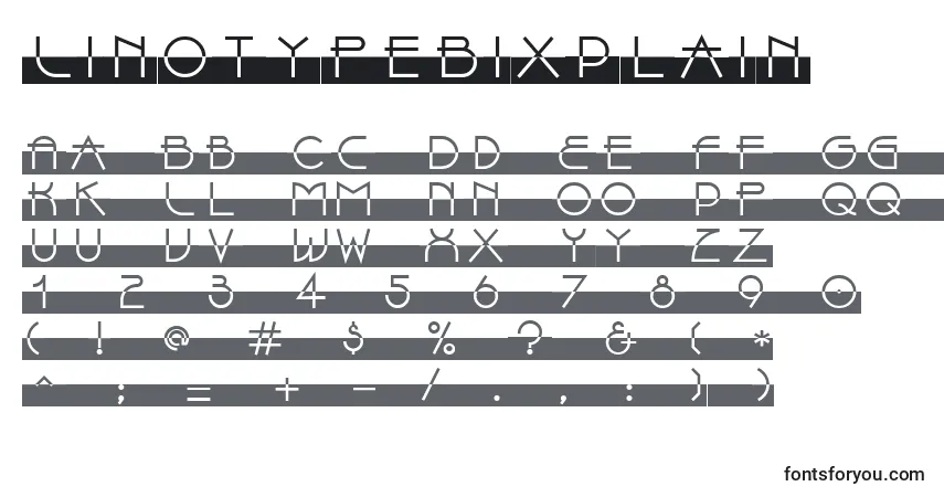 Czcionka LinotypeBixPlain – alfabet, cyfry, specjalne znaki