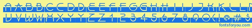 フォントLinotypeBixPlain – 青い文字が黄色の背景にあります。
