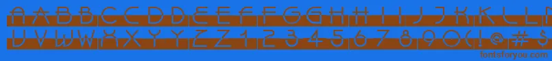 フォントLinotypeBixPlain – 茶色の文字が青い背景にあります。