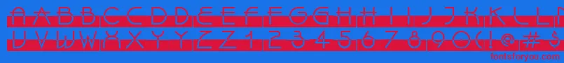 LinotypeBixPlain-Schriftart – Rote Schriften auf blauem Hintergrund