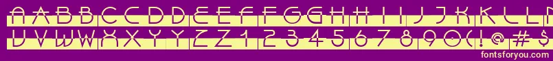 LinotypeBixPlain-fontti – keltaiset fontit violetilla taustalla