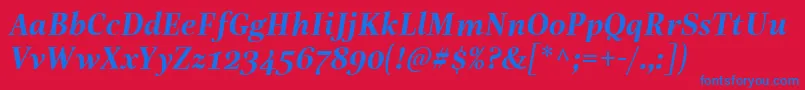 LinotypeReallyDemiBoldItalic Font – Blue Fonts on Red Background