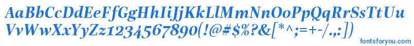 LinotypeReallyDemiBoldItalic Font – Blue Fonts on White Background