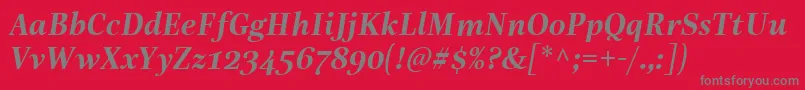 LinotypeReallyDemiBoldItalic Font – Gray Fonts on Red Background