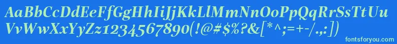 LinotypeReallyDemiBoldItalic Font – Green Fonts on Blue Background