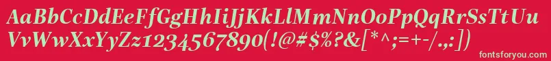 LinotypeReallyDemiBoldItalic Font – Green Fonts on Red Background