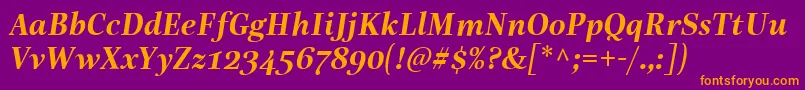 LinotypeReallyDemiBoldItalic Font – Orange Fonts on Purple Background