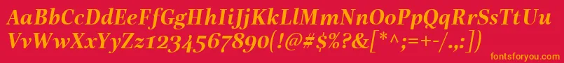 LinotypeReallyDemiBoldItalic Font – Orange Fonts on Red Background