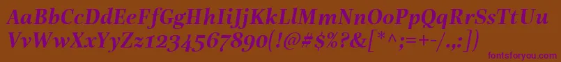 LinotypeReallyDemiBoldItalic Font – Purple Fonts on Brown Background