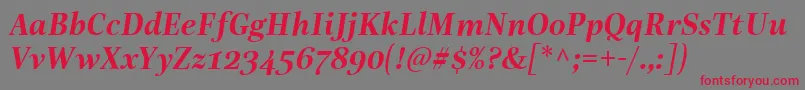 LinotypeReallyDemiBoldItalic Font – Red Fonts on Gray Background