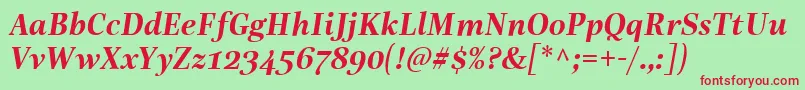 LinotypeReallyDemiBoldItalic Font – Red Fonts on Green Background