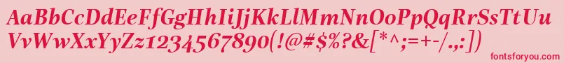 LinotypeReallyDemiBoldItalic Font – Red Fonts on Pink Background