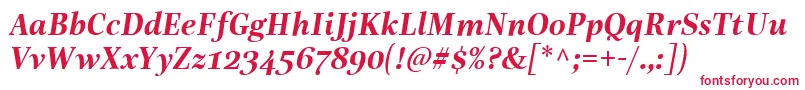 LinotypeReallyDemiBoldItalic Font – Red Fonts on White Background