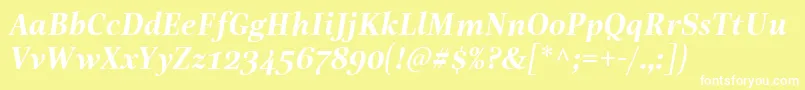 LinotypeReallyDemiBoldItalic Font – White Fonts on Yellow Background