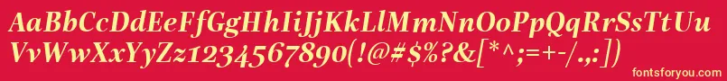 LinotypeReallyDemiBoldItalic Font – Yellow Fonts on Red Background