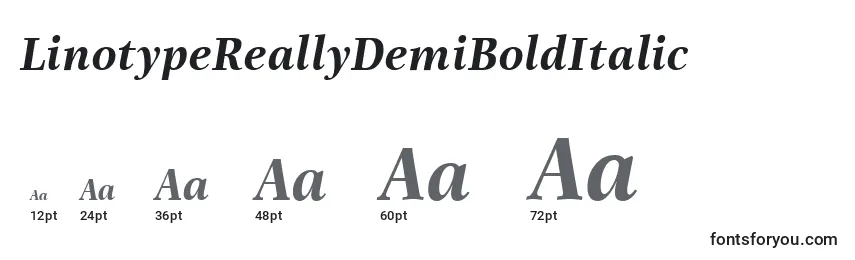 LinotypeReallyDemiBoldItalic Font Sizes