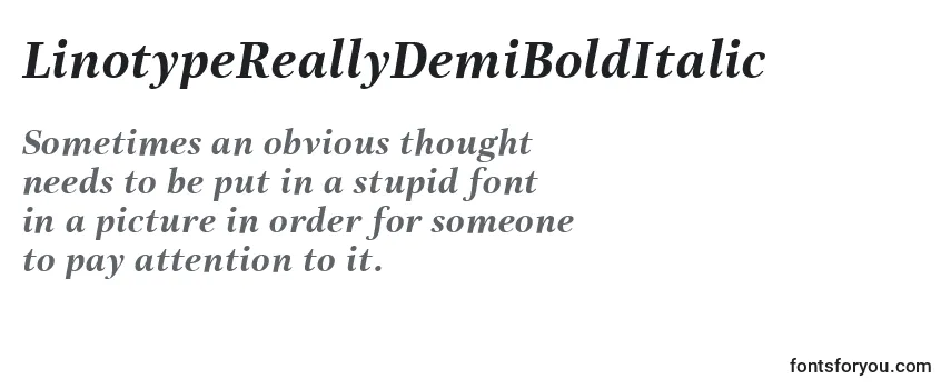 LinotypeReallyDemiBoldItalic Font