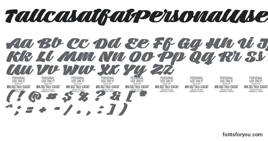 Czcionka TallcasatfatPersonalUse – alfabet, cyfry, specjalne znaki