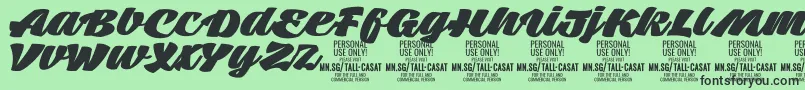 Шрифт TallcasatfatPersonalUse – чёрные шрифты на зелёном фоне