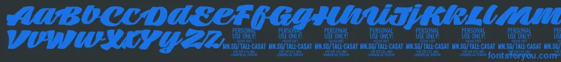 TallcasatfatPersonalUse Font – Blue Fonts on Black Background