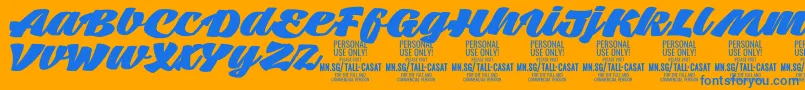 TallcasatfatPersonalUse Font – Blue Fonts on Orange Background