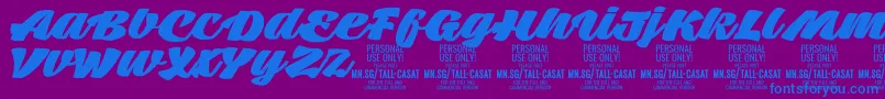 フォントTallcasatfatPersonalUse – 紫色の背景に青い文字