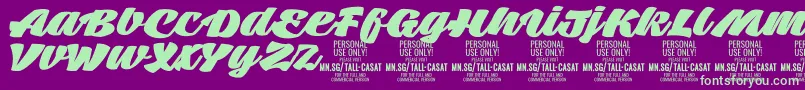 TallcasatfatPersonalUse Font – Green Fonts on Purple Background