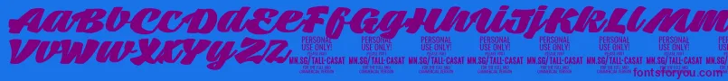 Шрифт TallcasatfatPersonalUse – фиолетовые шрифты на синем фоне