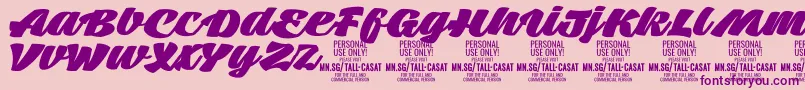 TallcasatfatPersonalUse Font – Purple Fonts on Pink Background