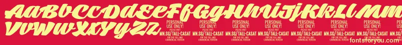 TallcasatfatPersonalUse Font – Yellow Fonts on Red Background