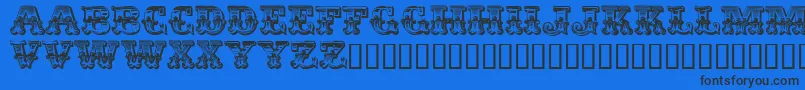 Шрифт EgyptienneZierversalien – чёрные шрифты на синем фоне