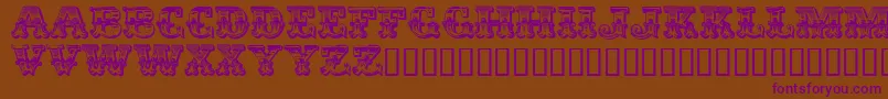 EgyptienneZierversalien-Schriftart – Violette Schriften auf braunem Hintergrund