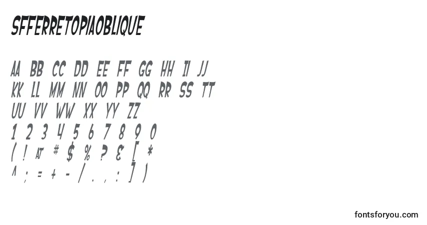 Schriftart SfFerretopiaOblique – Alphabet, Zahlen, spezielle Symbole