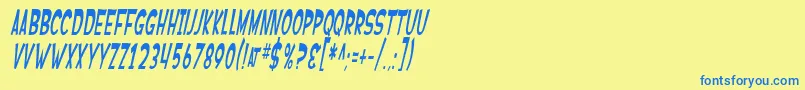 フォントSfFerretopiaOblique – 青い文字が黄色の背景にあります。