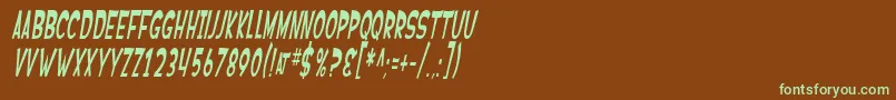 フォントSfFerretopiaOblique – 緑色の文字が茶色の背景にあります。