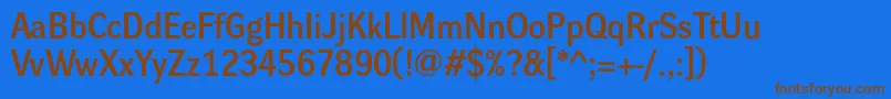 Dynagroteskd Font – Brown Fonts on Blue Background