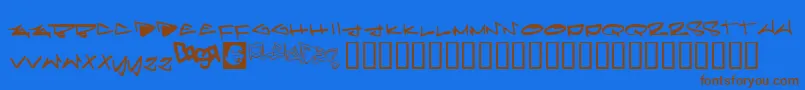Pleiades-Schriftart – Braune Schriften auf blauem Hintergrund