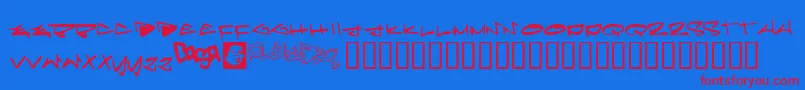 Pleiades-Schriftart – Rote Schriften auf blauem Hintergrund