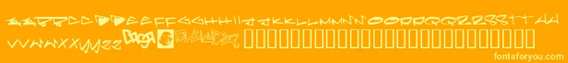 Pleiades Font – Yellow Fonts on Orange Background