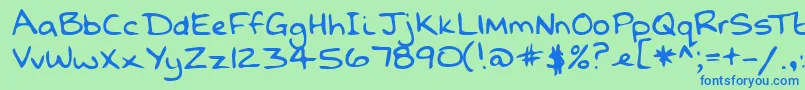 Lehn068 Font – Blue Fonts on Green Background