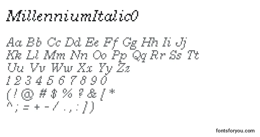 MillenniumItalic0フォント–アルファベット、数字、特殊文字