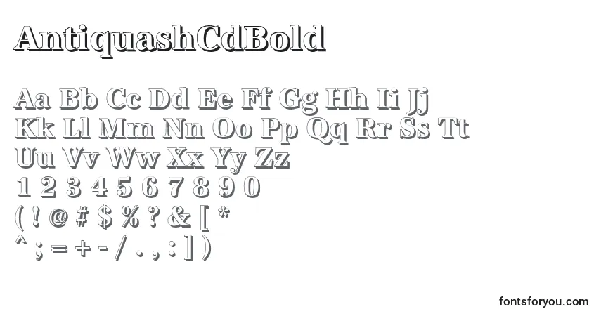 Schriftart AntiquashCdBold – Alphabet, Zahlen, spezielle Symbole